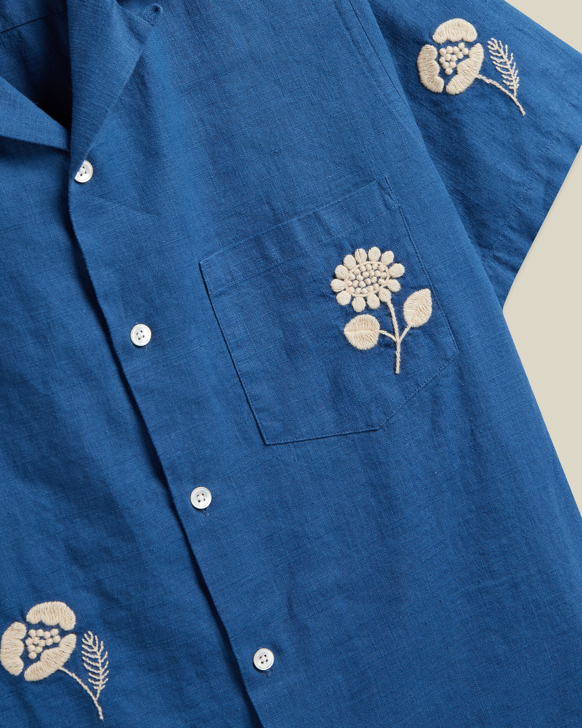 EMBROIDERY NATURE RAMIE - BLUE - Image 3