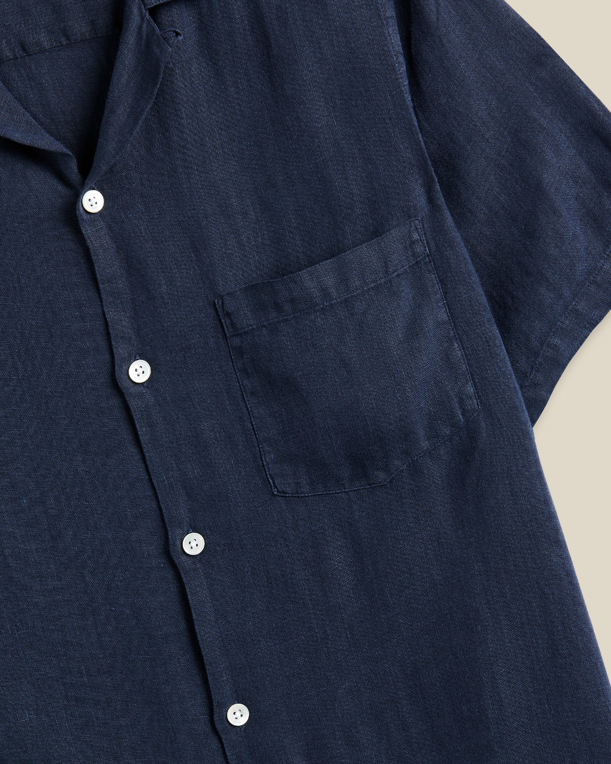 LINEN CAMP COLLAR - NAVY - Image 3