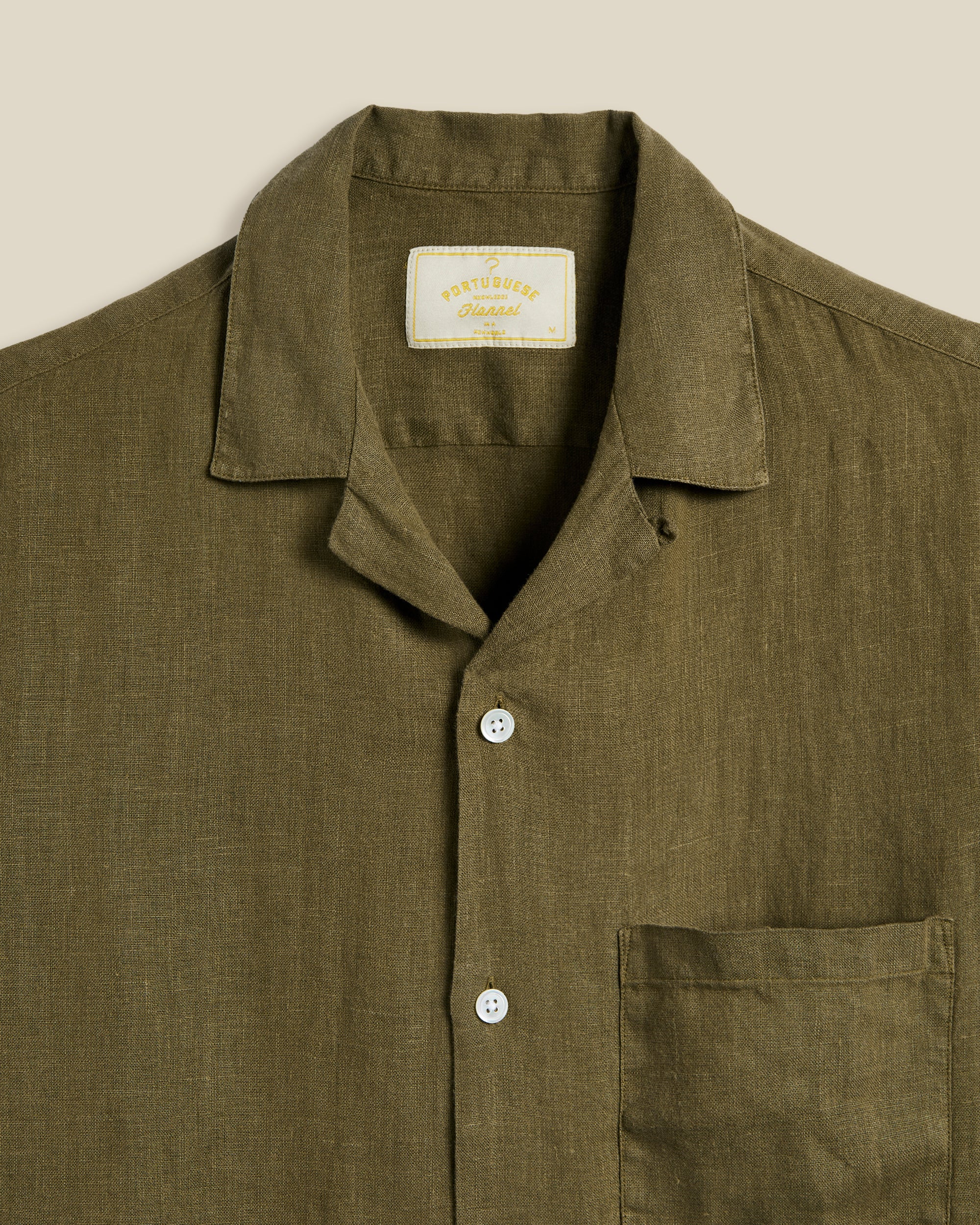 LINEN CAMP COLLAR - OLIVE - Image 2