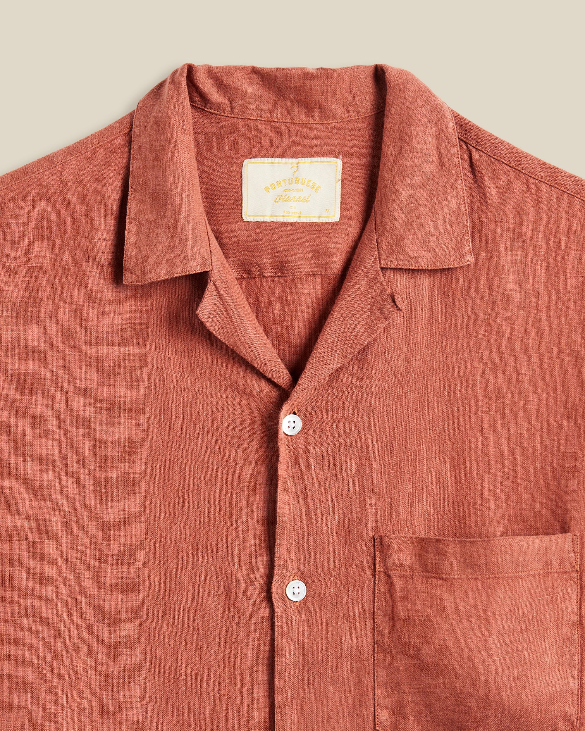 LINEN CAMP COLLAR - TERRACOTA - Image 2