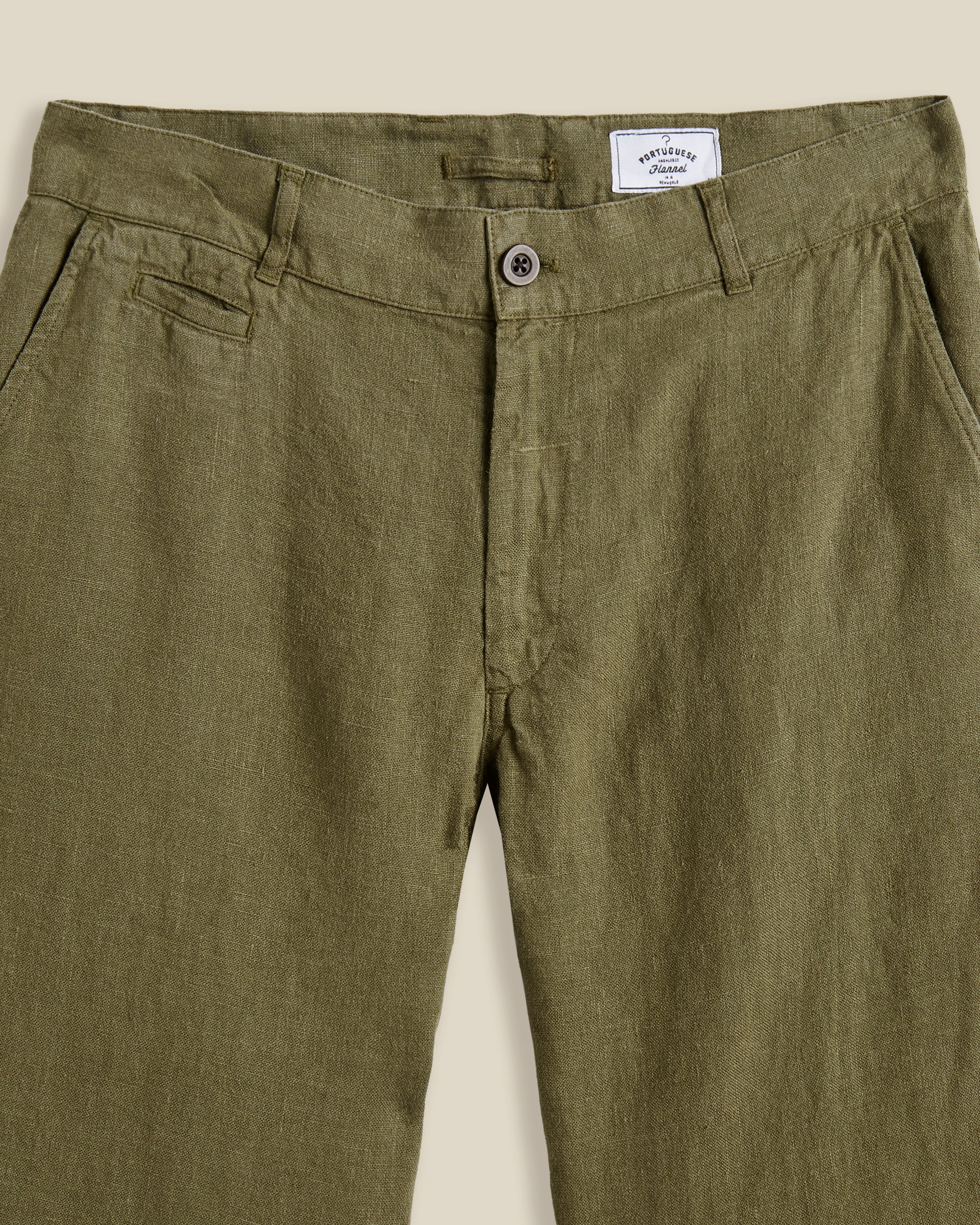 LINEN TROUSERS - OLIVE - Image 2