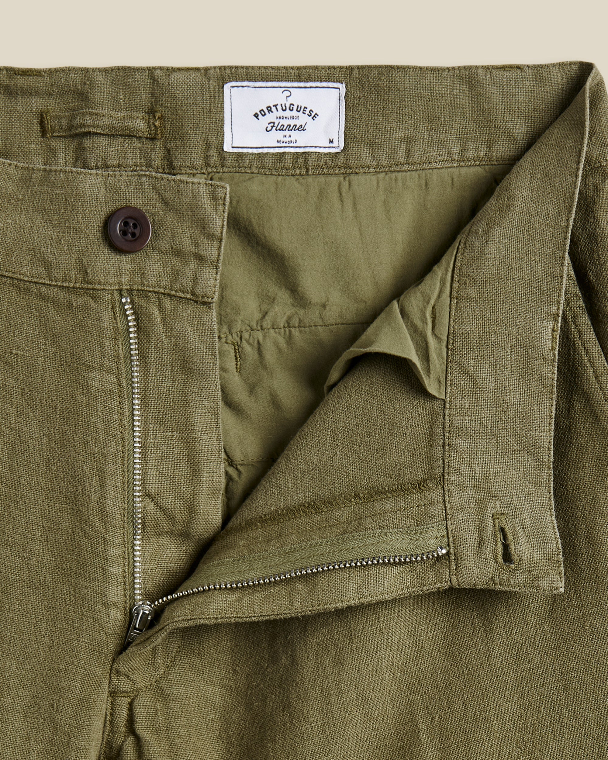 LINEN TROUSERS - OLIVE - Image 3