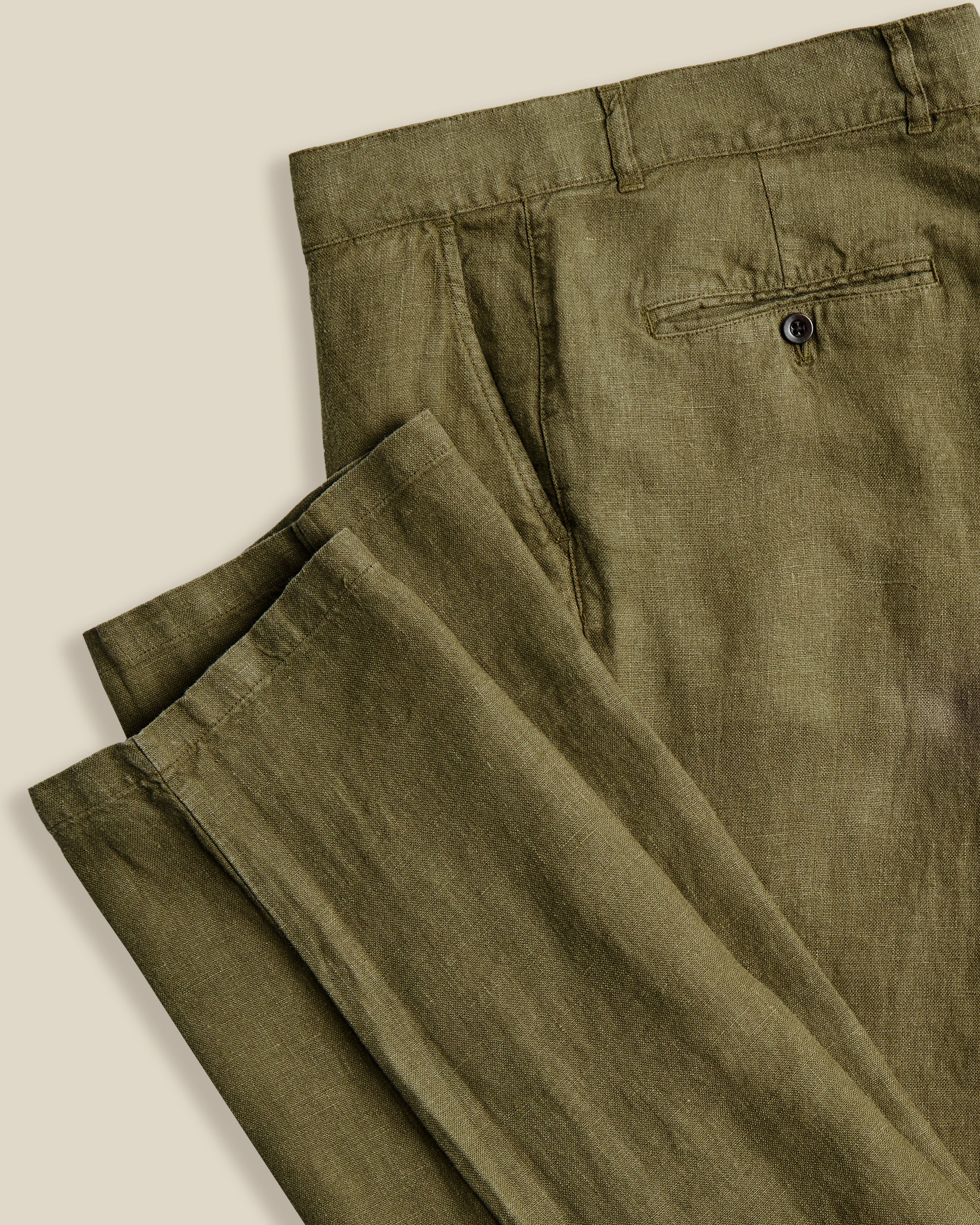 LINEN TROUSERS - OLIVE - Image 4