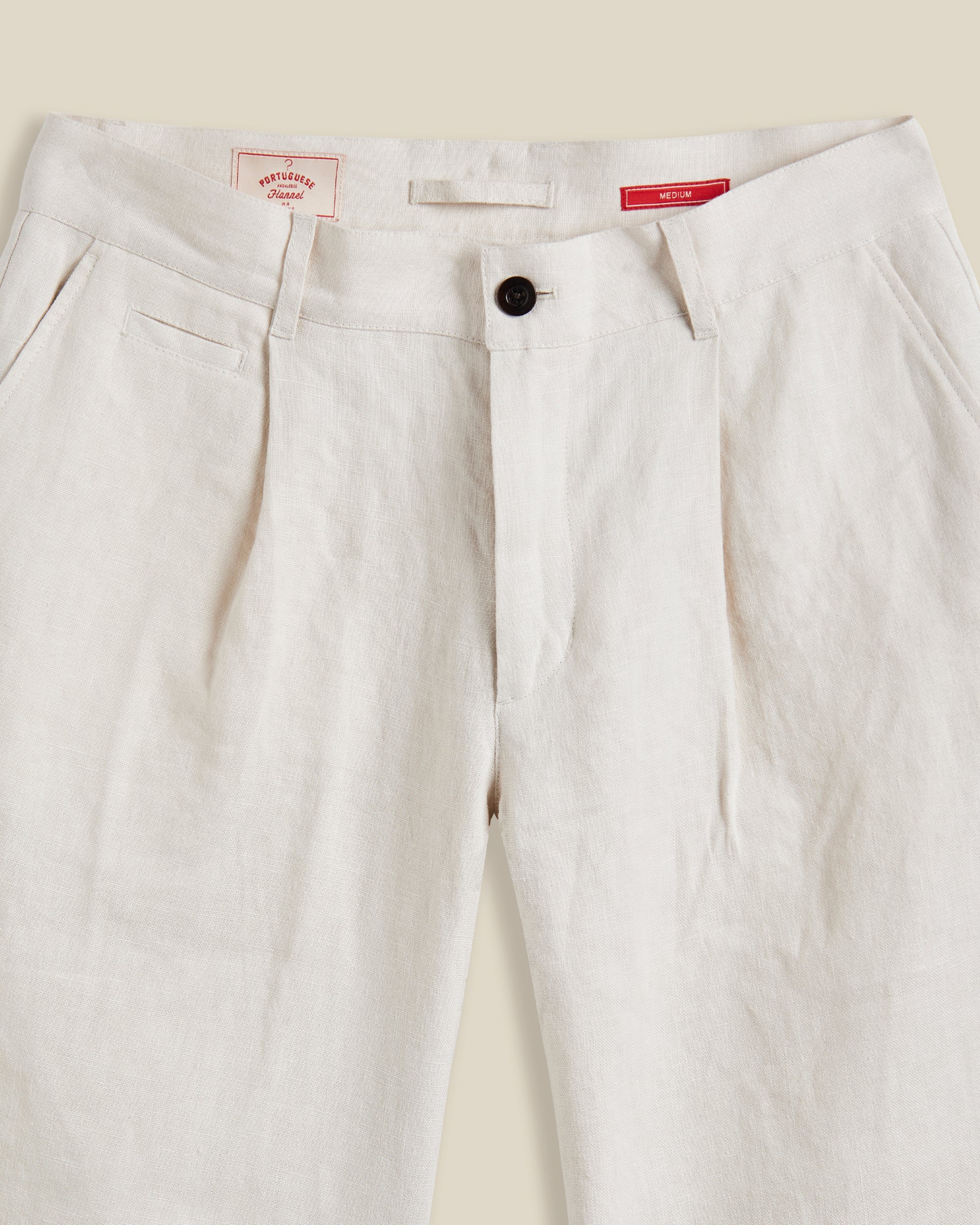 LINEN TROUSERS SINGLE PLEAT - ECRU - Image 2