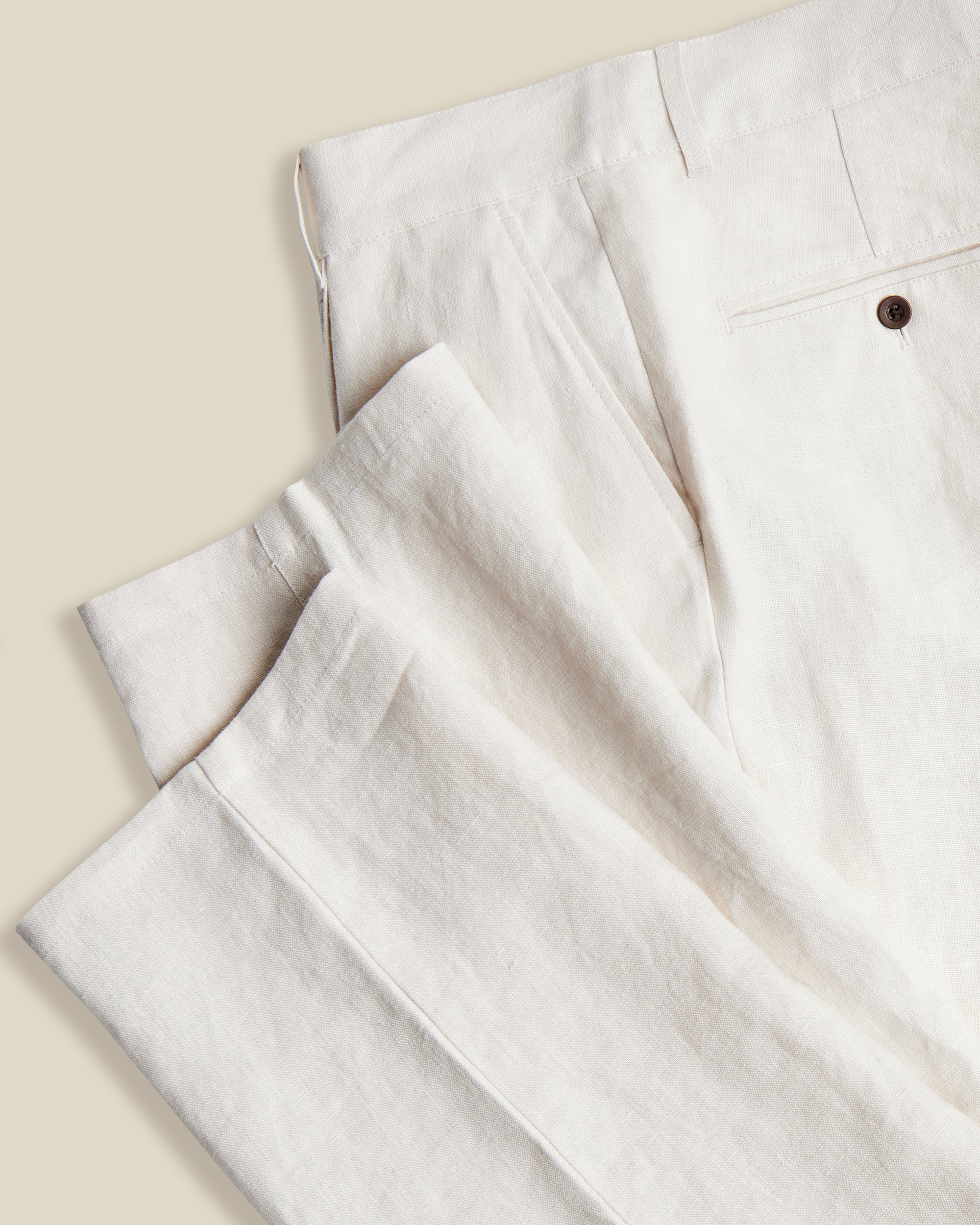 LINEN TROUSERS SINGLE PLEAT - ECRU - Image 3